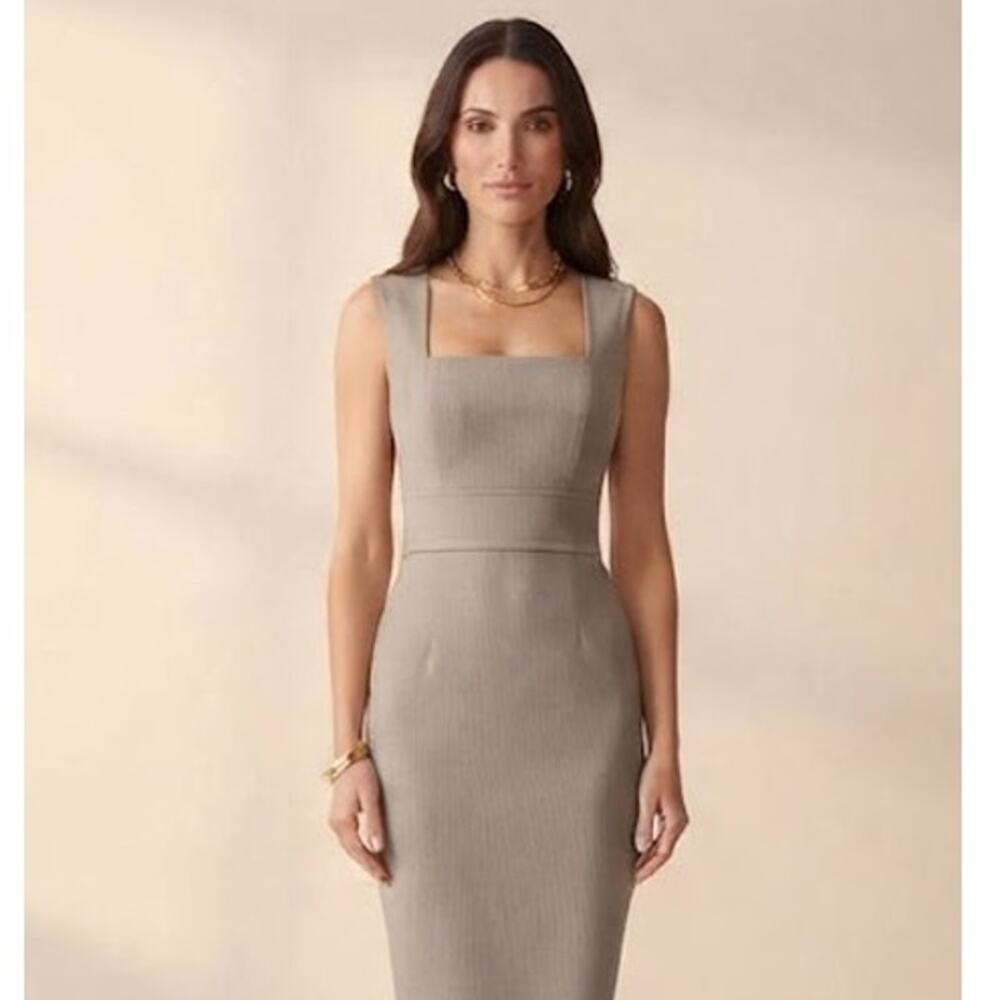Antonio Melani Women's 14 Camel Tan Sleeveless Sheath Dress Empire Waist NWT